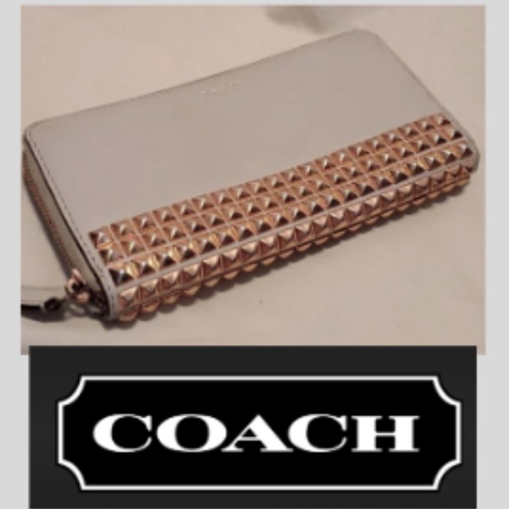 Coach White and Gold Studded Wallet